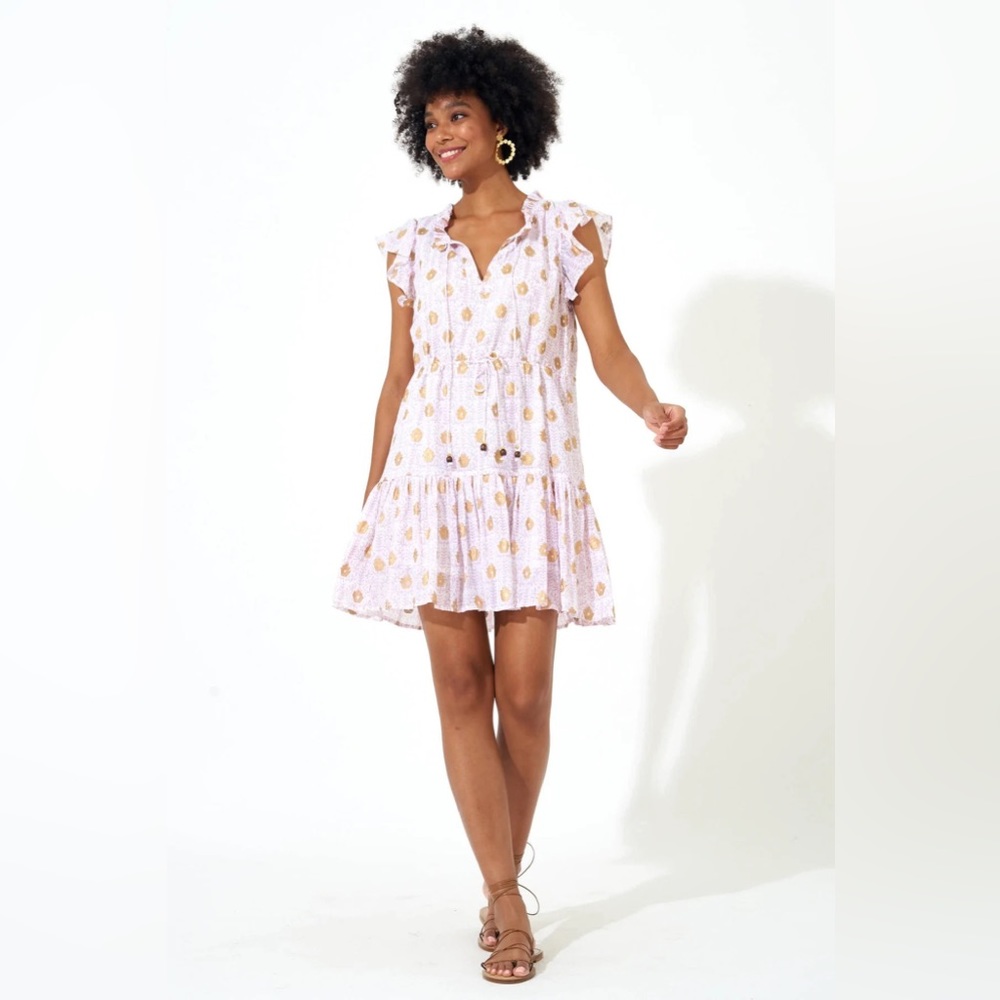 Oliphant Cinched Flirty Block Print Dress